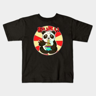 Panda Eating Ramen Kids T-Shirt